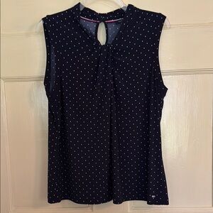Tommy Hilfiger Blue Sleeveless Blouse with Mandarin Collar